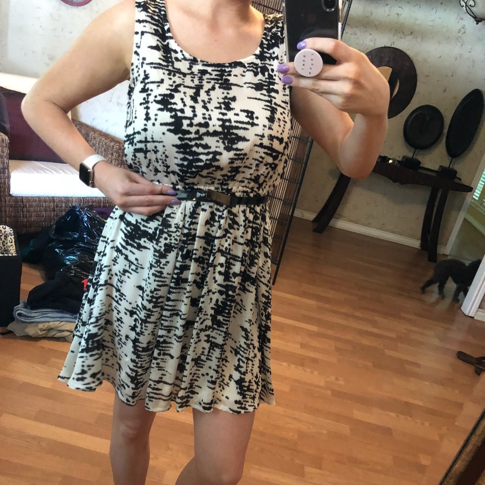 Black and White Belt Dress